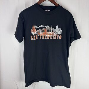 VTG San Francisco Black T Shirt Size Medium Bayside Heavyweight Made USA‎